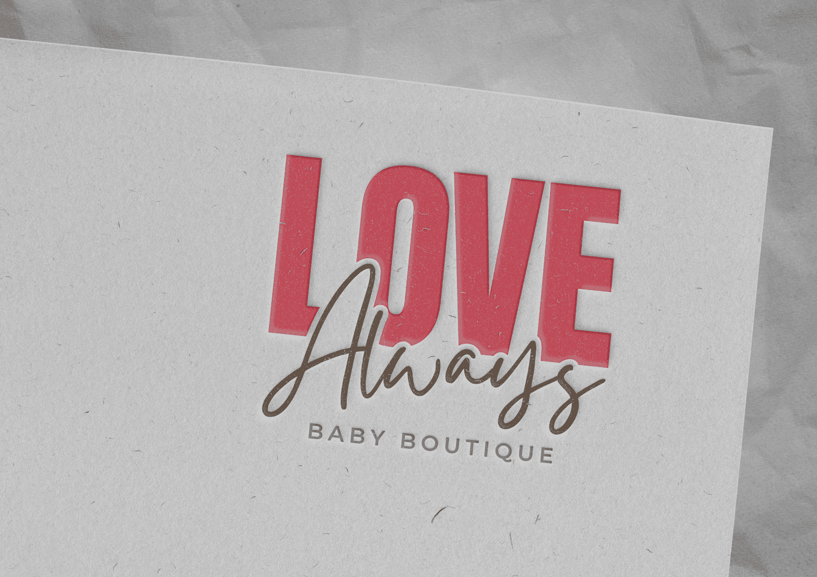 love always logo pressed on paper