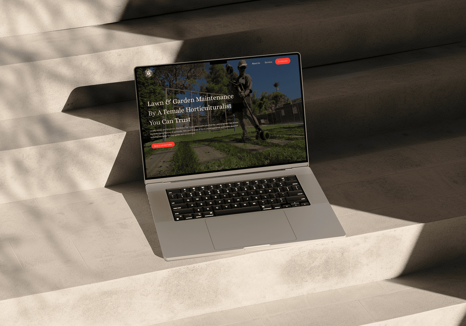 she mows the coast laptop mockup